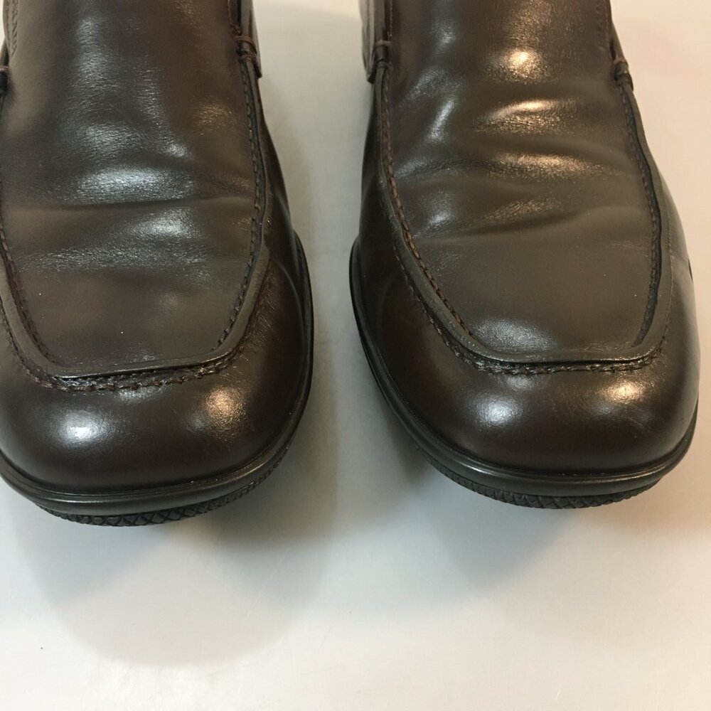 Prada Mens 9.5 Brown Leather Slip-On Loafers 1645 - Picture 3 of 9